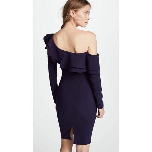 Likely Georgina Blue One Shoulder Ruffle Long Sleeve Mini Pencil Sheath Dress 10 - Picture 3 of 8
